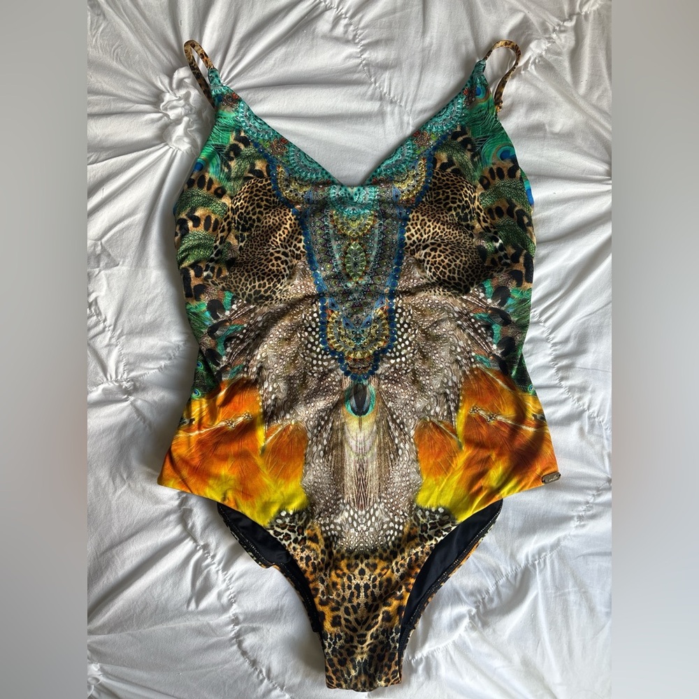 Camilla Multicolor Beaded Animal & Feather One-Piece Swimsuit - Picture 2 of 7